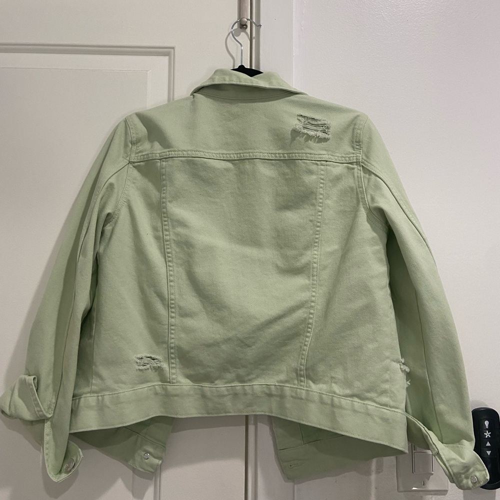 Distressed Mint Denim Jacket